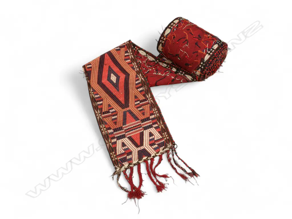 Turkmen tent band in flat weave Sumak technique, Image 1++